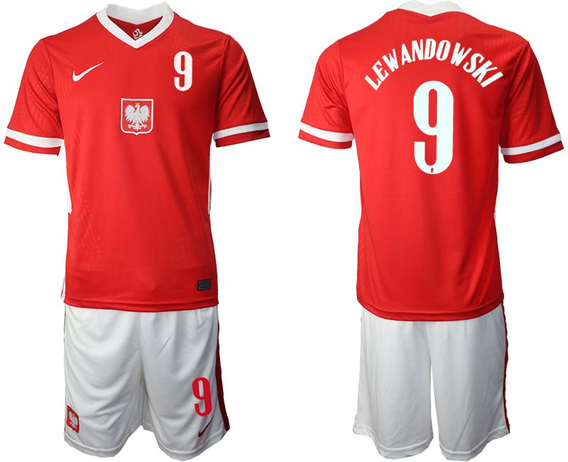 Men 2020-2021 European Cup Poland away red #9 Soccer Jersey->poland->Soccer Country Jersey